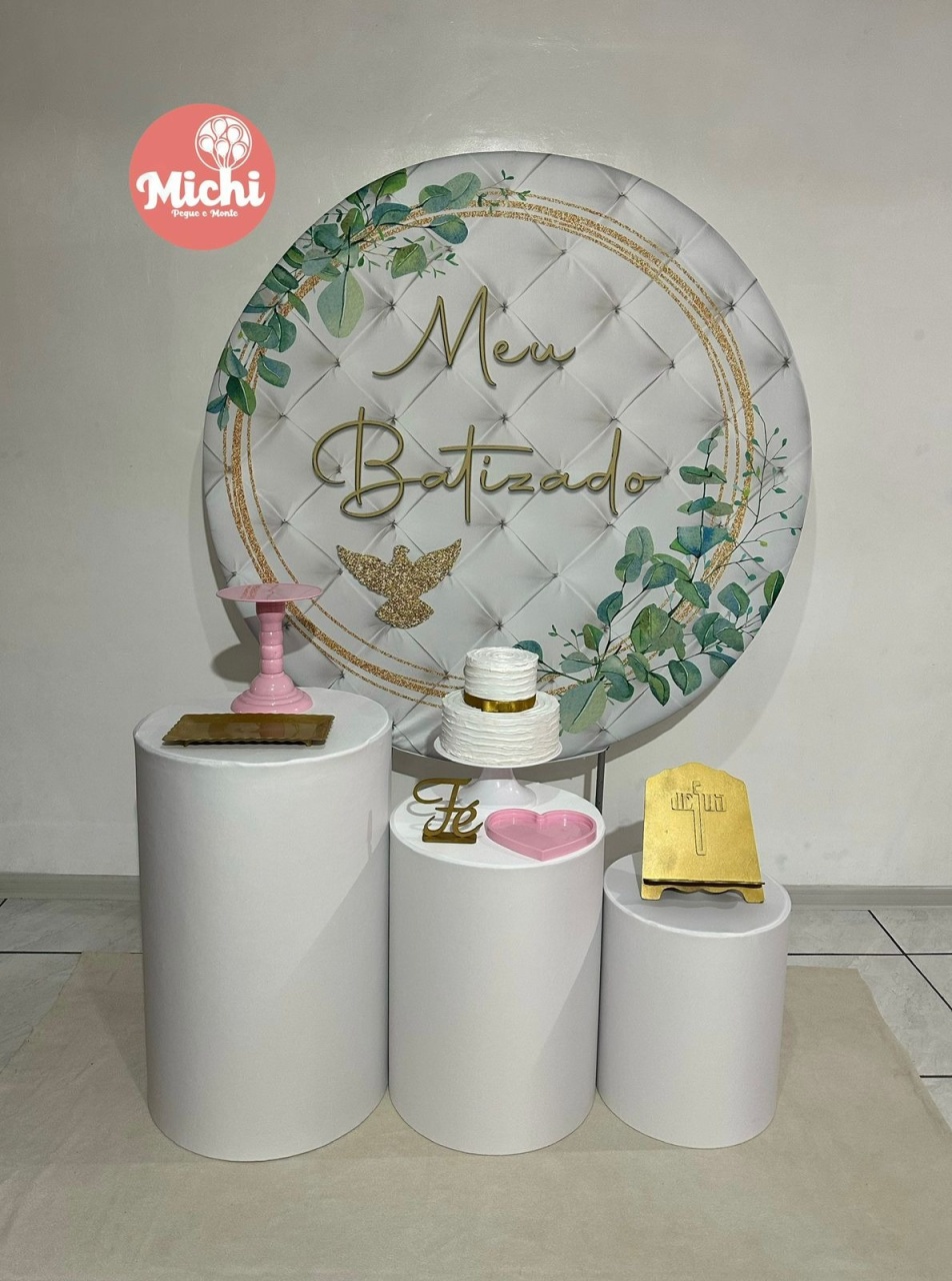 Kit 1 Meu Batizado Capas Lisas Menina - Michi Pegue e Monte