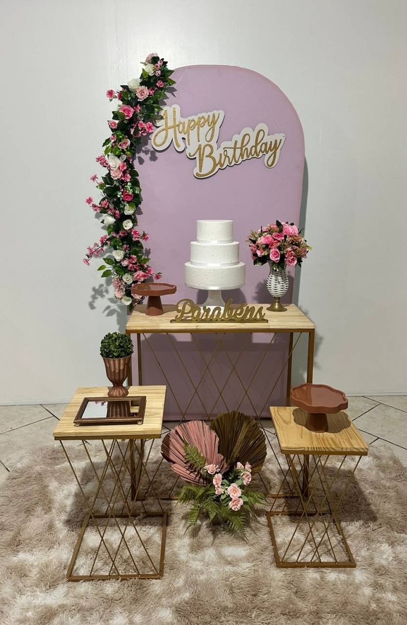 Kit Rosa Com Flores Mesa Teia - Michi Pegue e Monte
