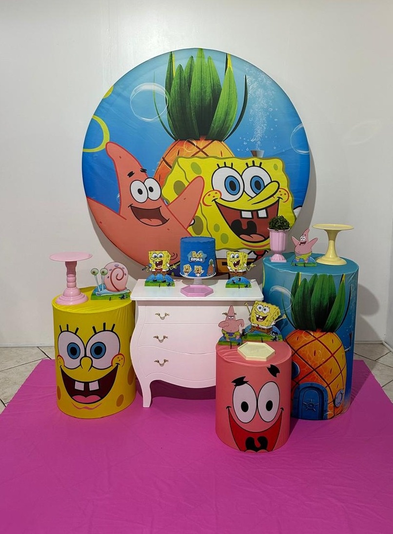 Kit 2 Bob Esponja Menina Capas Estampada - Michi Pegue e Monte