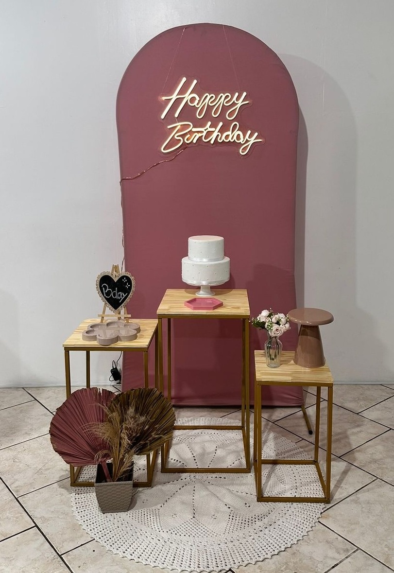 Kit Trio Mesa Quadrada Rose Com Led  - Michi Pegue e Monte