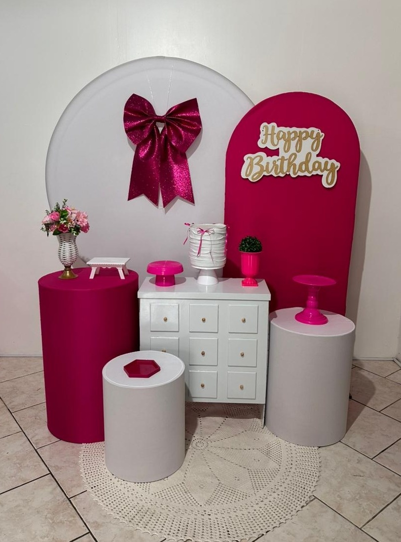 Kit 3 Rosa E Branco Com Laço   - Michi Pegue e Monte