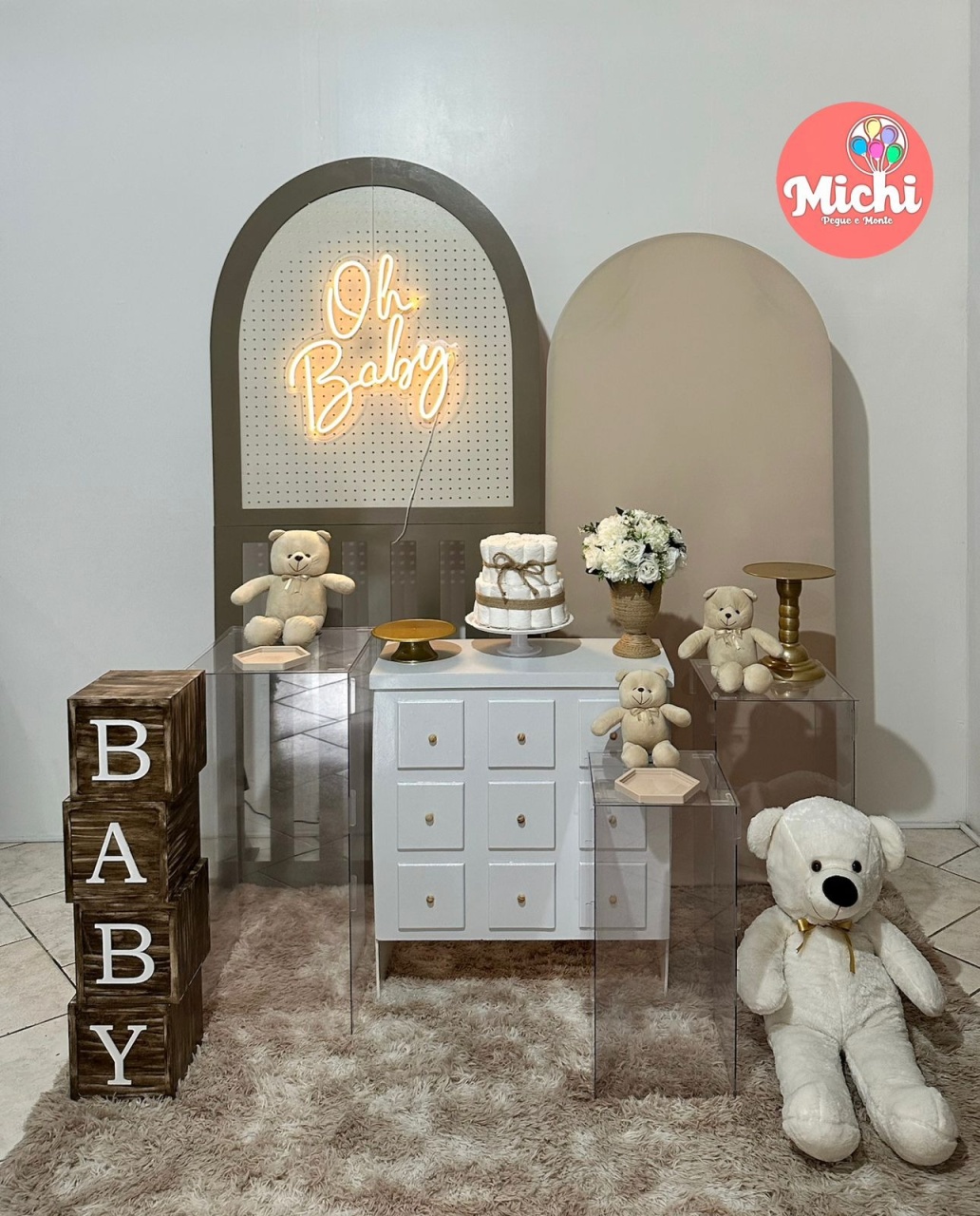 Composição Luxo Baby Bege - Michi Pegue e Monte