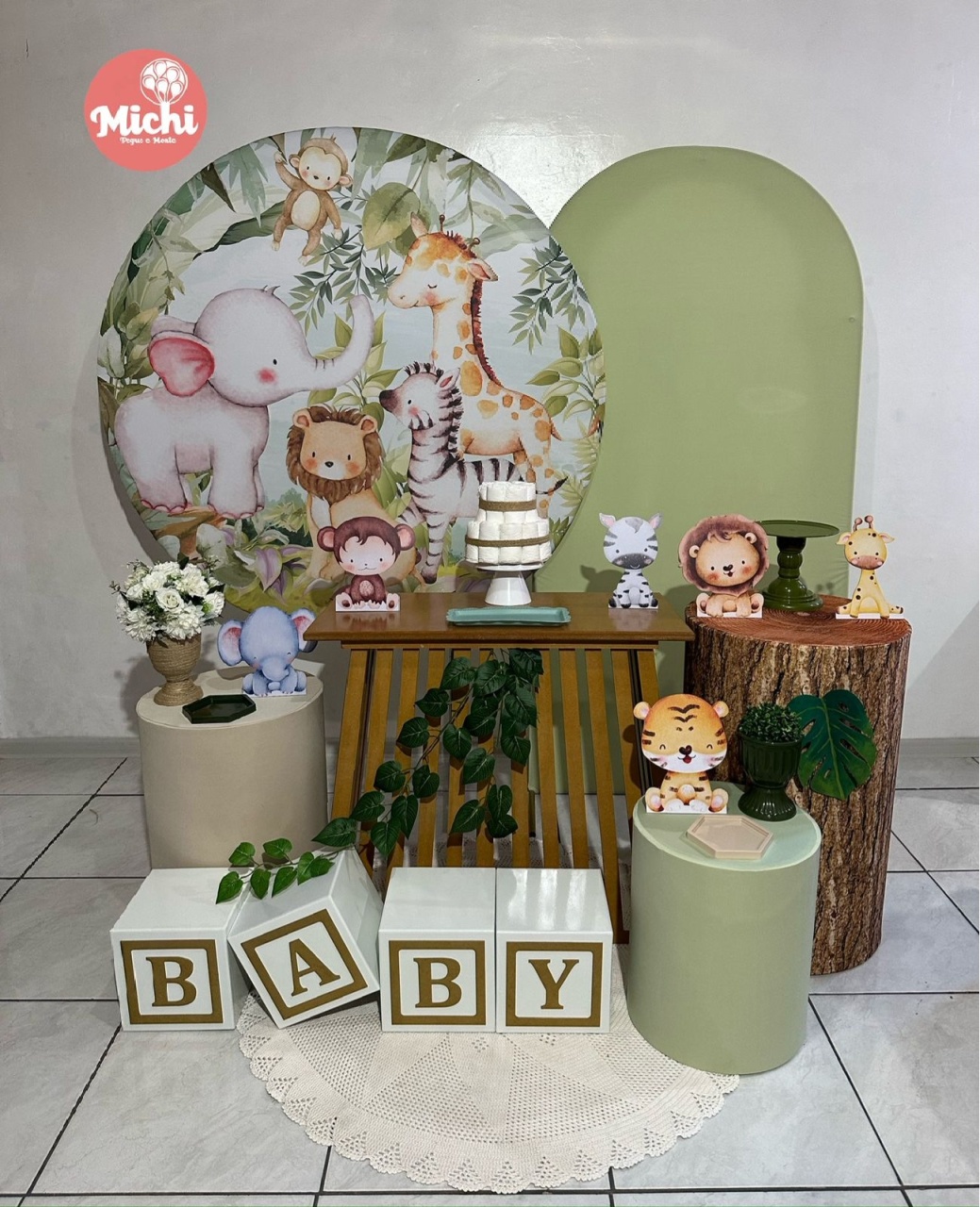 Kit 4 Safari Baby  Com Cubos Baby - Michi Pegue e Monte