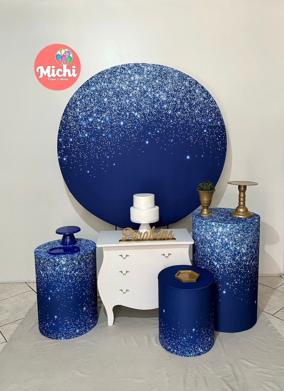 Kit 2 Azul Escuro Gliter 15 Anos - Michi Pegue e Monte