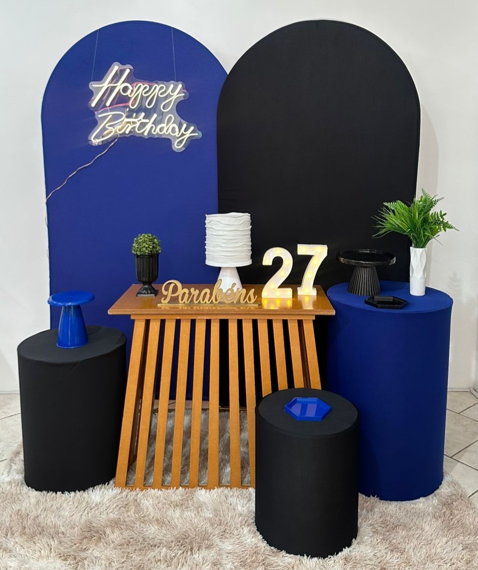 Kit Preto E Azul Mesa Ripada - Michi Pegue e Monte