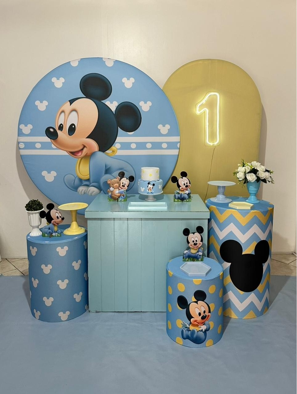 Kit 4 Mickey Baby Mesa Azul - Michi Pegue e Monte