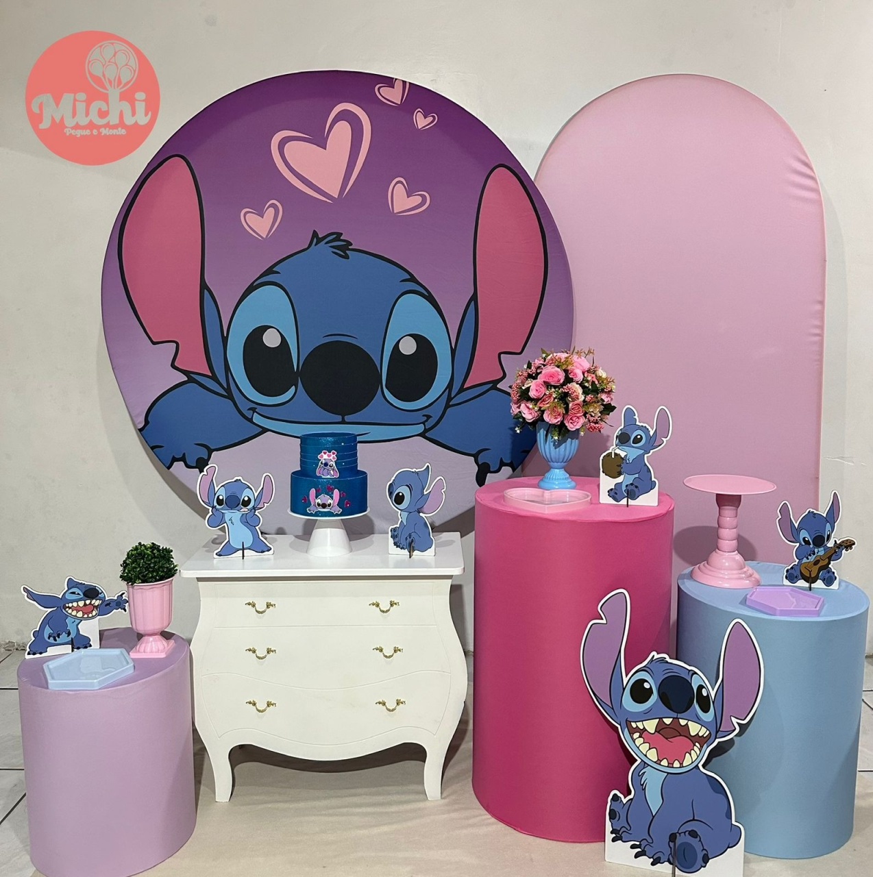 Kit 3 Stitch Coração   - Michi Pegue e Monte