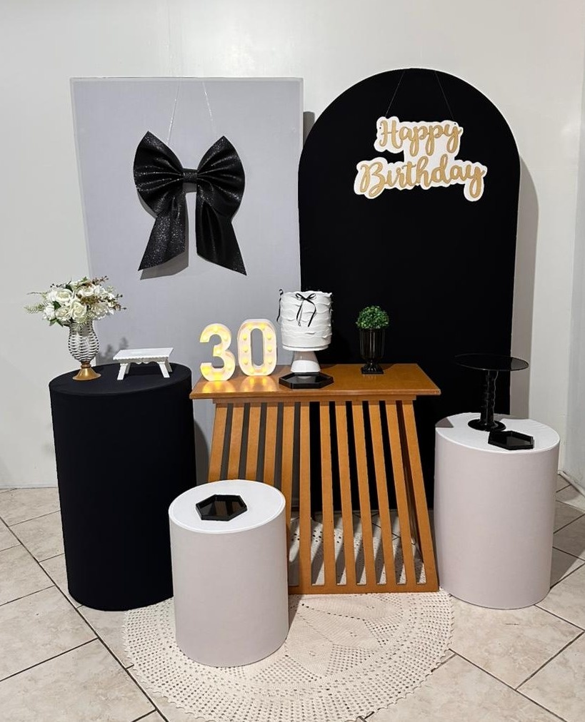 Kit Laço Preto Mesa Ripada - Michi Pegue e Monte