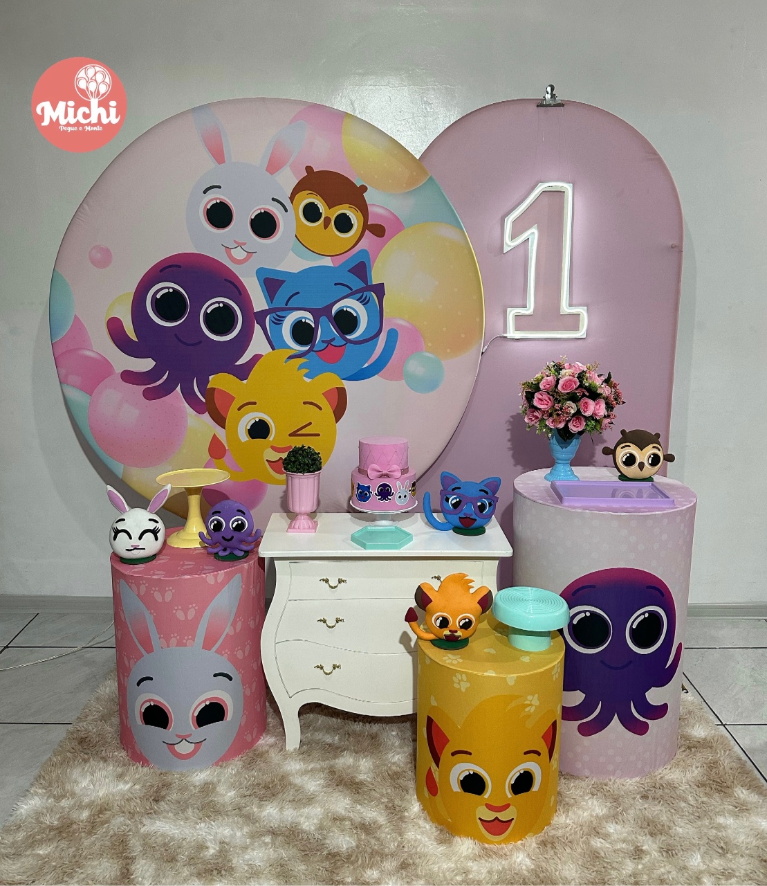 Kit 3 Bolofofos Menina Com Número Led - Michi Pegue e Monte