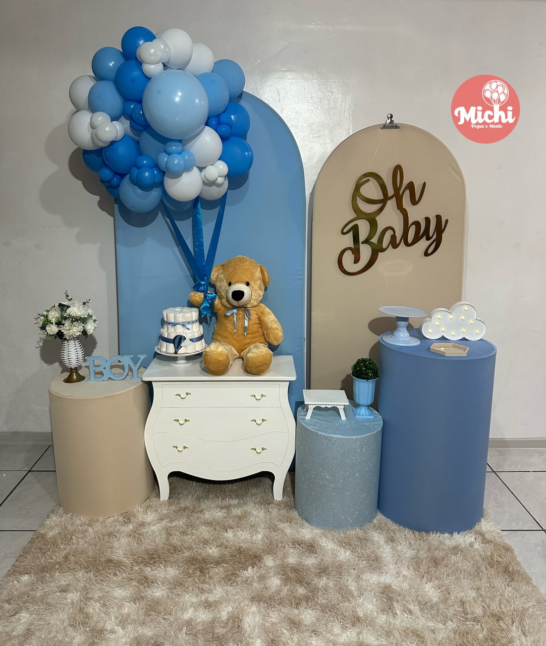 Kit Luxo Baby 1 Azul E Branco  - Michi Pegue e Monte
