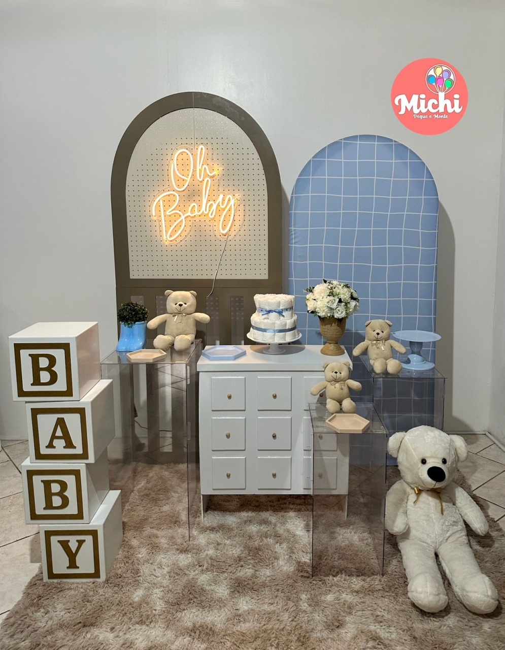 Composição Luxo Baby Azul - Michi Pegue e Monte