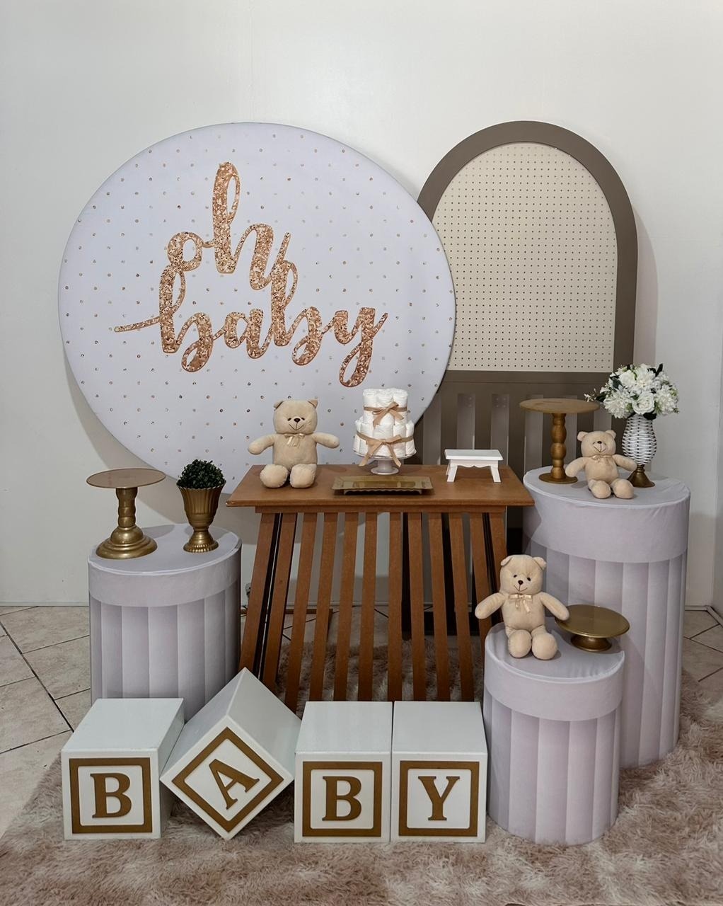 Kit 4 Oh Baby Branco Mesa Ripada - Michi Pegue e Monte