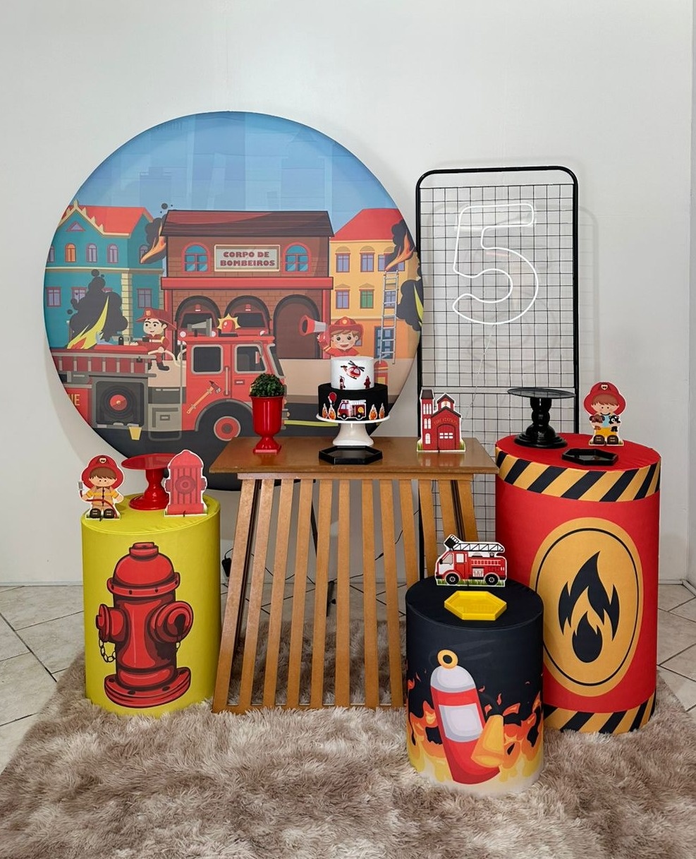 Kit 4 Bombeiro Mesa Ripada Painel Grade - Michi Pegue e Monte