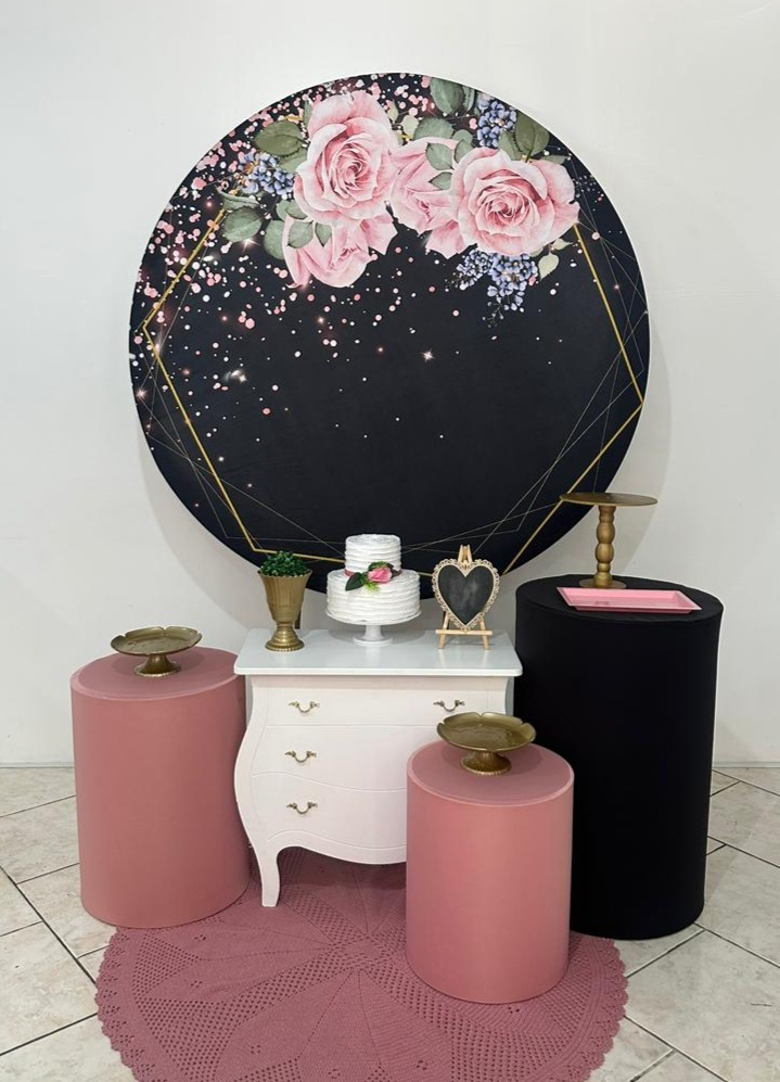 Kit 2 Flor Preto Com Rose   - Michi Pegue e Monte