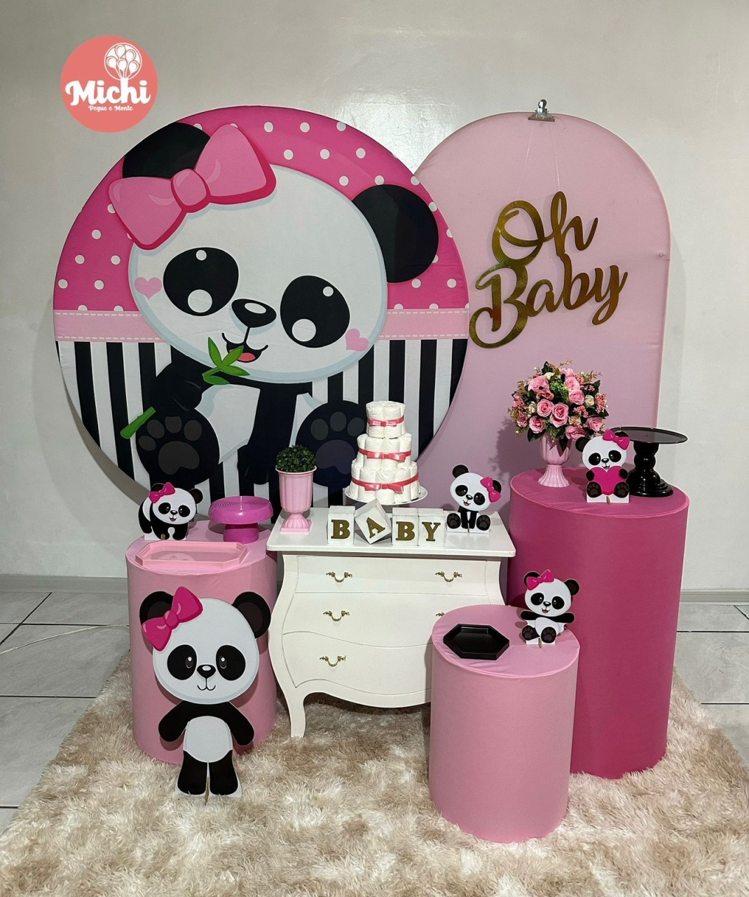 Kit 3 Ursinha Panda  - Michi Pegue e Monte