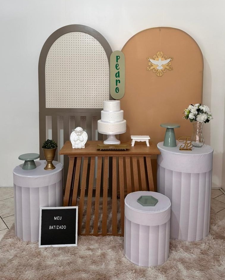 Kit Encanto Batizado Anjinho Branco Personalizado - Michi Pegue e Monte