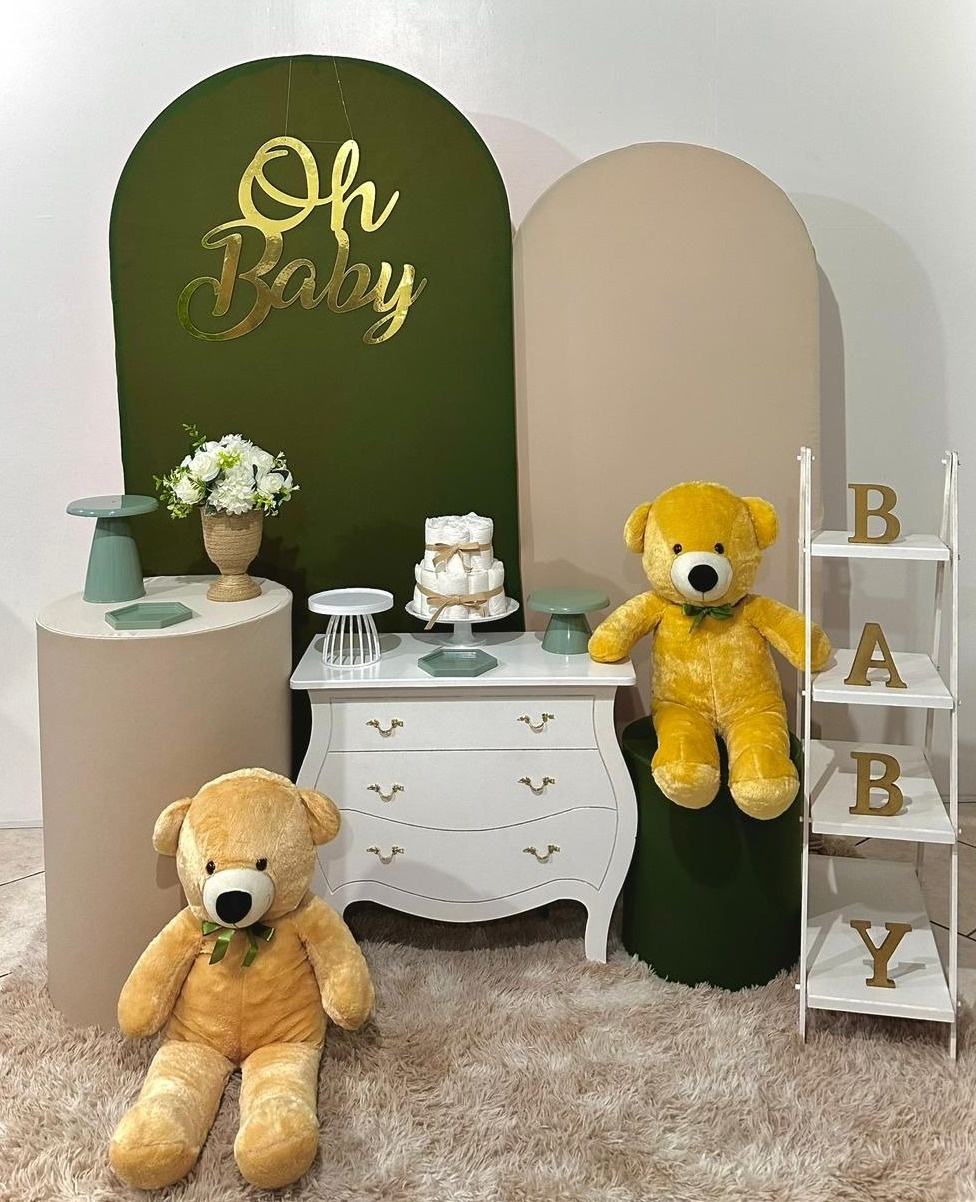 Kit Chá de Bebe Verde Militar E Nude - Michi Pegue e Monte