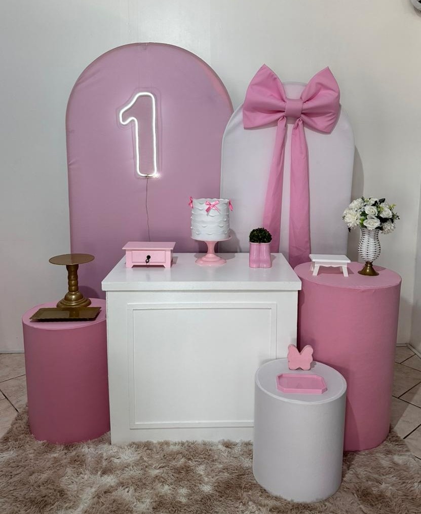 Kit 4 Laço Rosa Com Branco  - Michi Pegue e Monte
