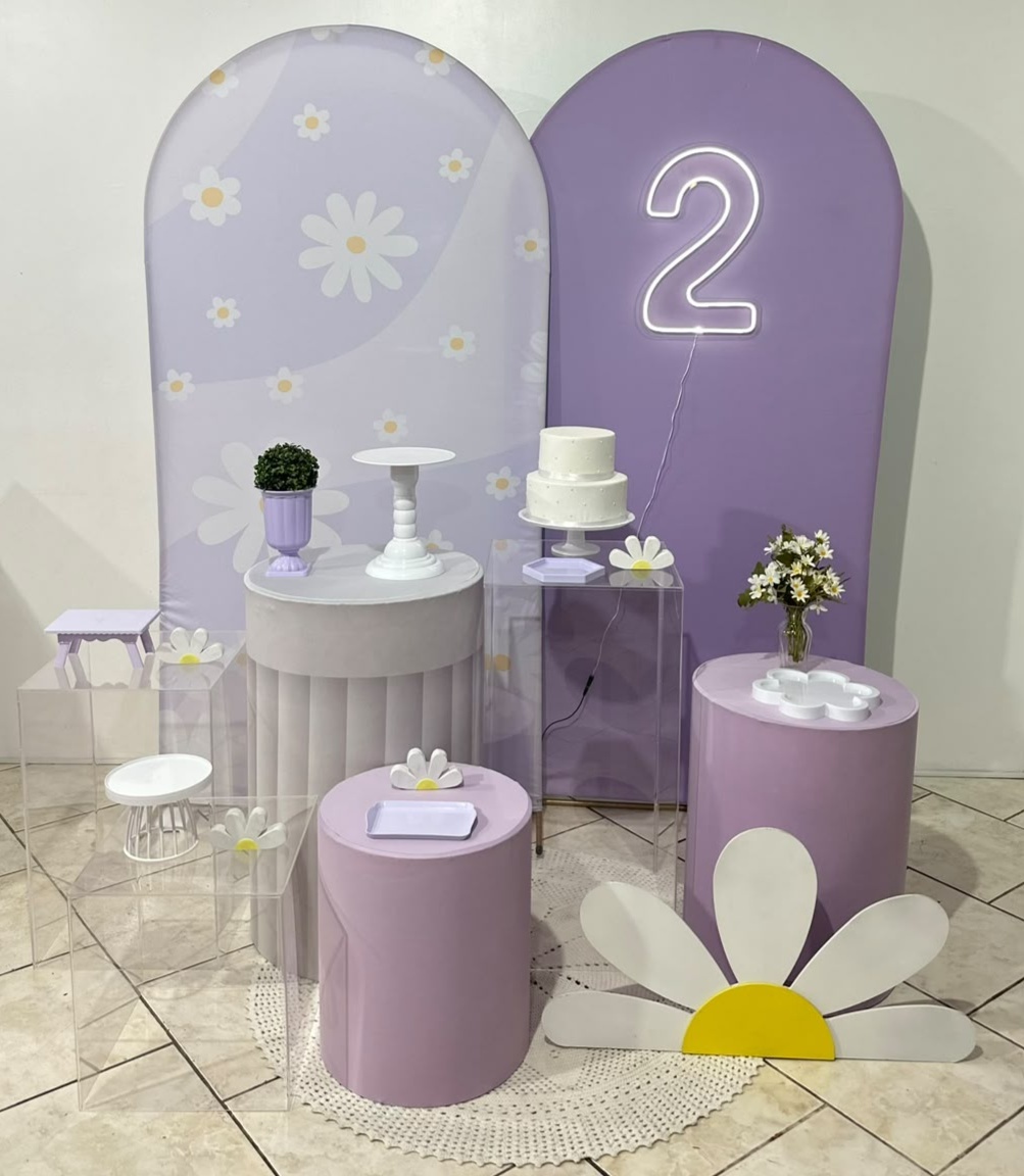 Kit Margarida Lilas Com Acrilicos E Cilindros - Michi Pegue e Monte