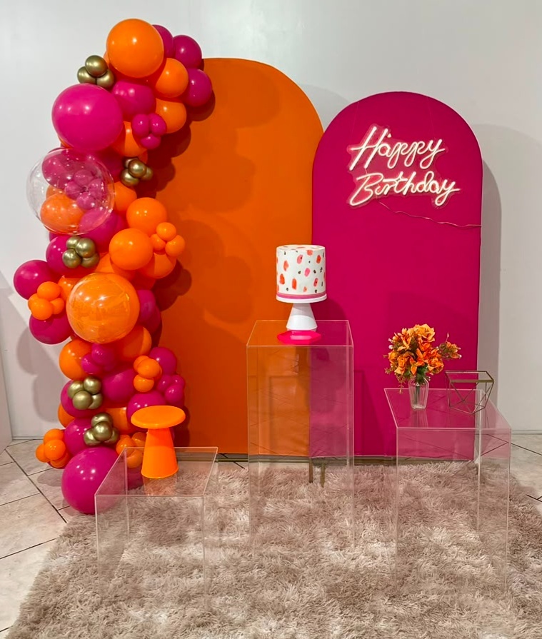 Kit Laranja E Pink Mesa Acrilica - Michi Pegue e Monte