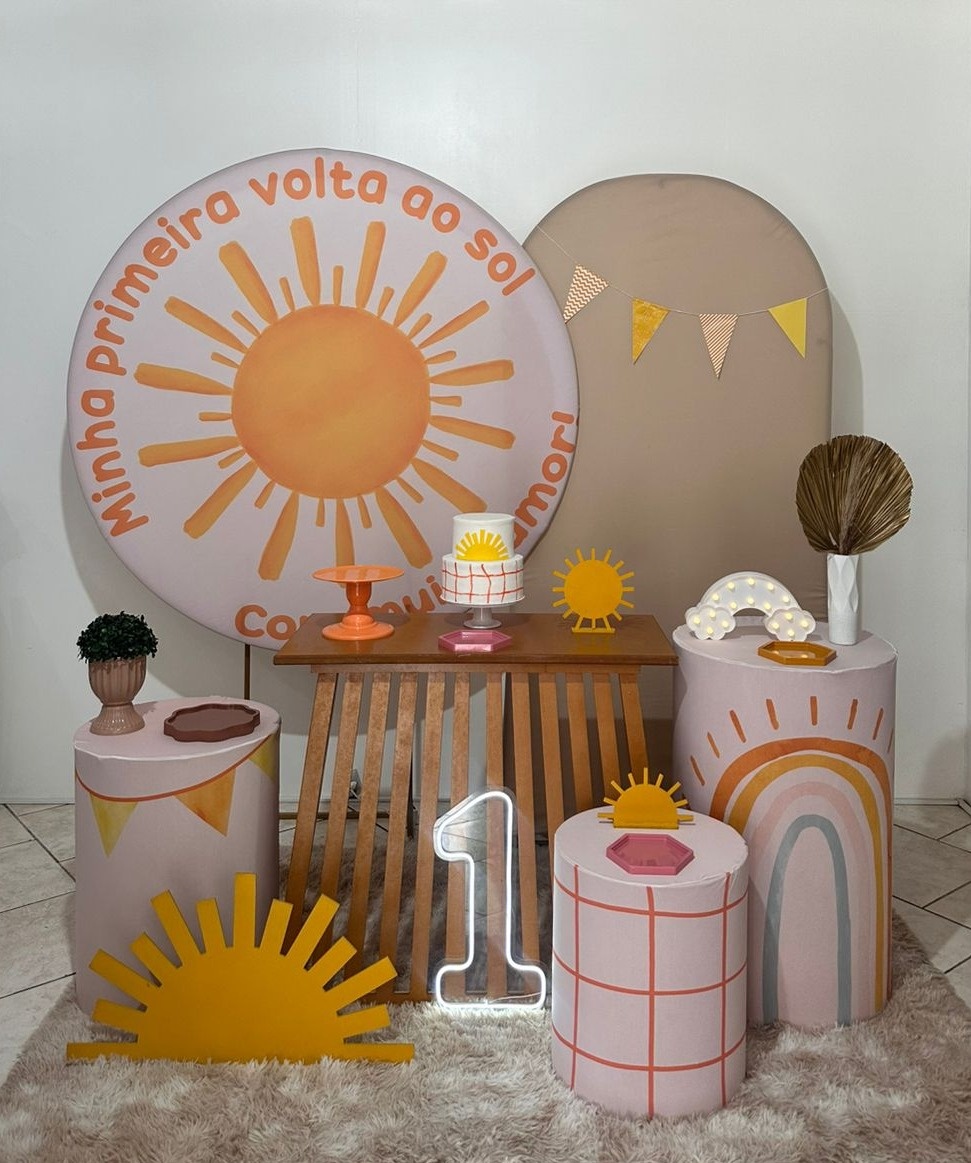 Kit 4 Minha Volta Ao Sol Menina, Bege Com Numero Led - Michi Pegue e Monte