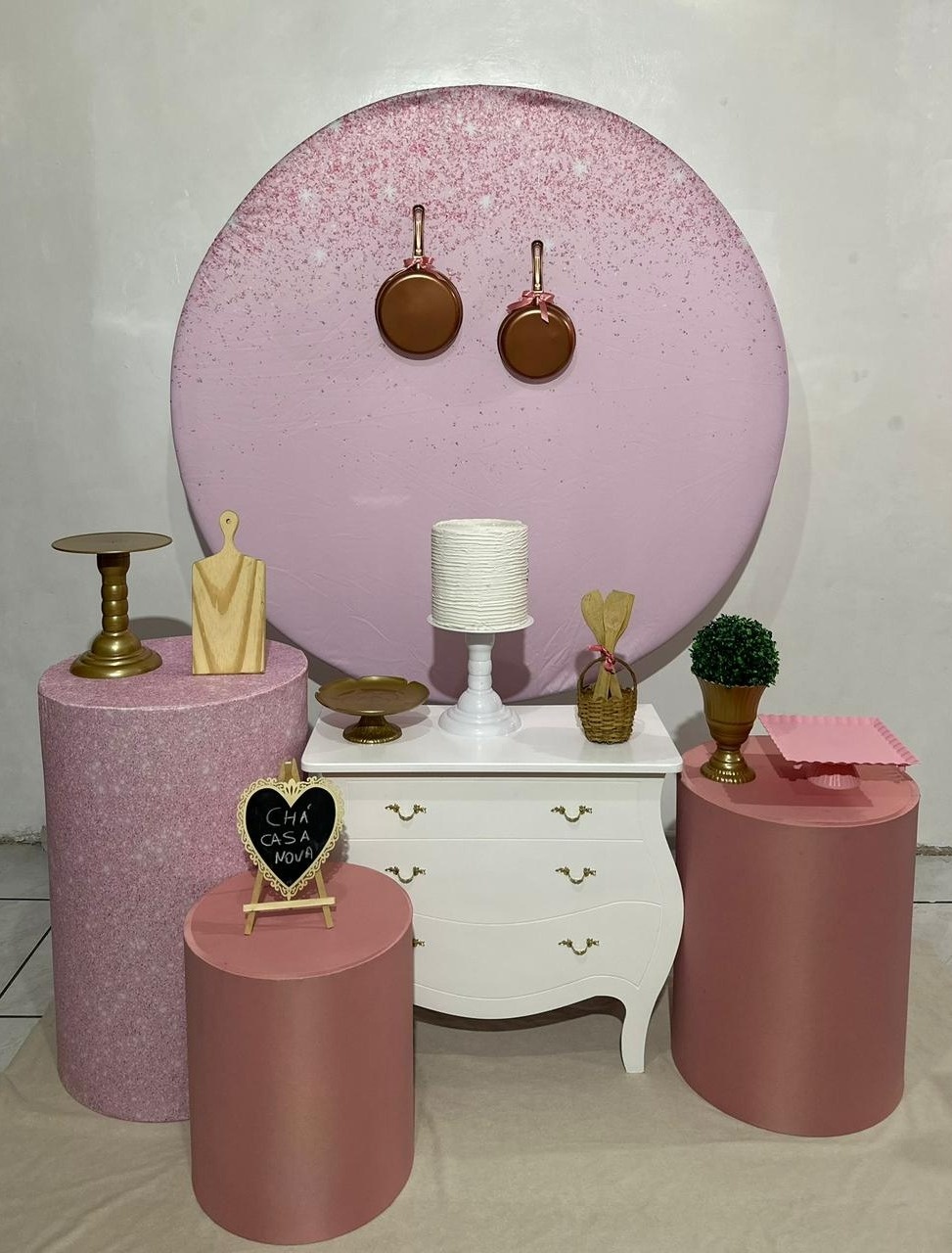 Kit 2 Chá de Cozinha Rosa Com Gliter - Michi Pegue e Monte