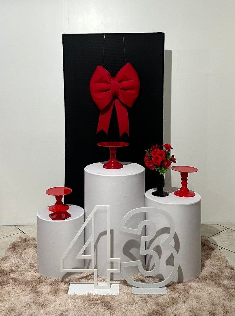 Kit Painel Retangular Preto E Vermelho - Michi Pegue e Monte