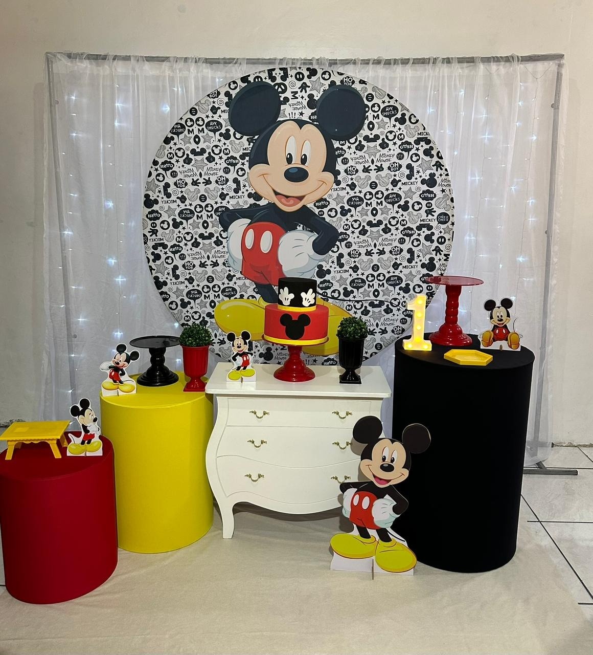 Kit 2  Mickey Com Painel Quadrado - Michi Pegue e Monte