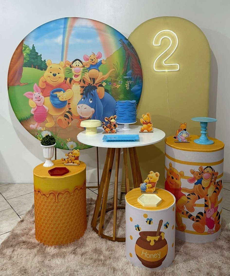 Kit 4 Ursinho Pooh Mesa Redonda - Michi Pegue e Monte