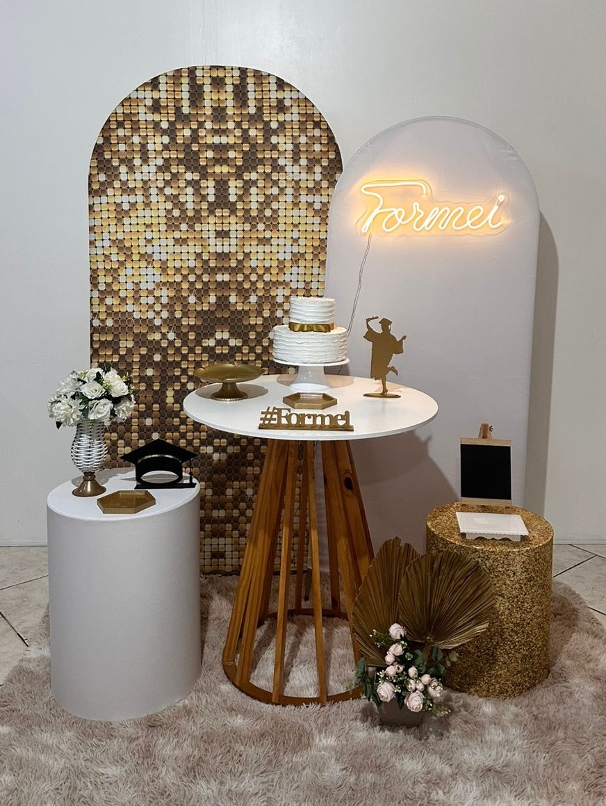 Kit Formatura Dourado E Branco - Michi Pegue e Monte