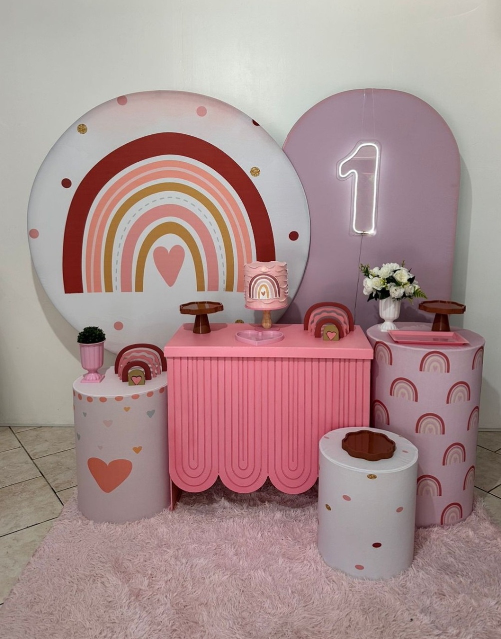 Kit 4 Arco Íris Boho  Mesa Rosa - Michi Pegue e Monte