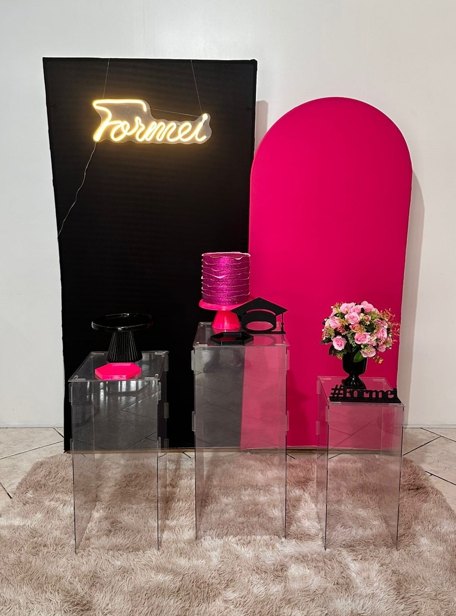 Kit Formei Preto E Pink Mesas Acrilicas - Michi Pegue e Monte