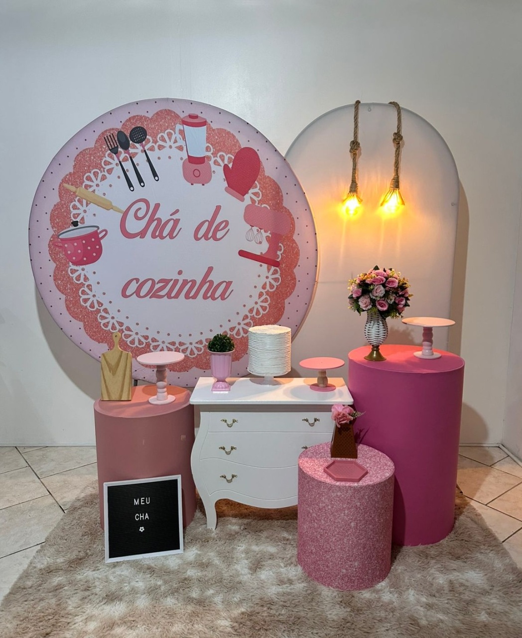Kit 3 Chá de Cozinha Rosa  - Michi Pegue e Monte