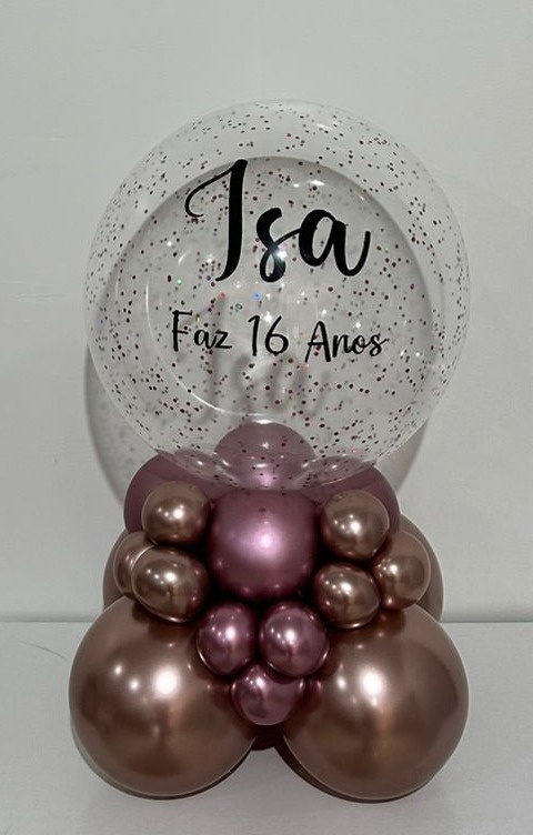 Balão Personalizado 16 Com Base Metalizada - Michi Pegue e Monte