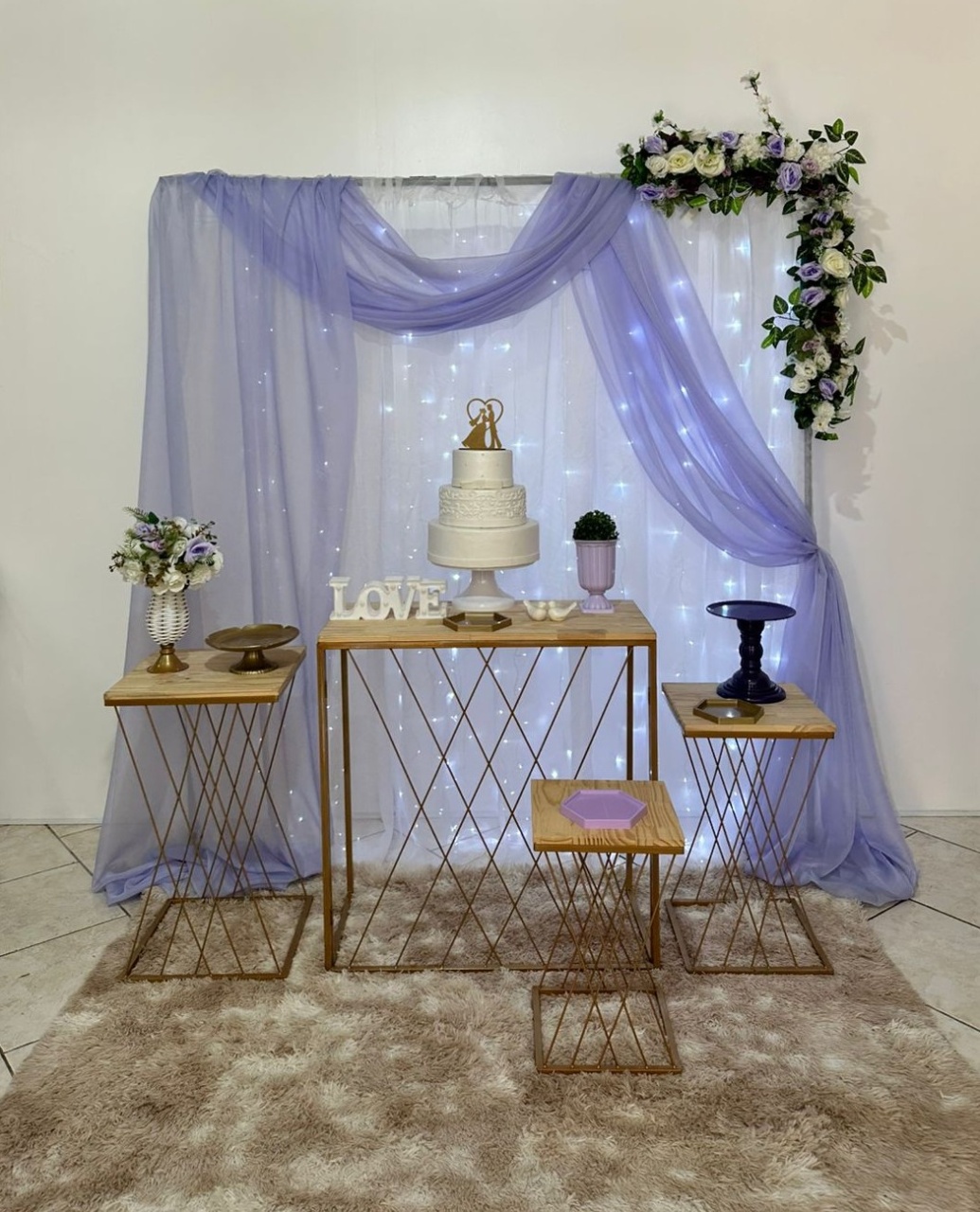 Kit Lílas Flores Mesas Teia Casamento - Michi Pegue e Monte