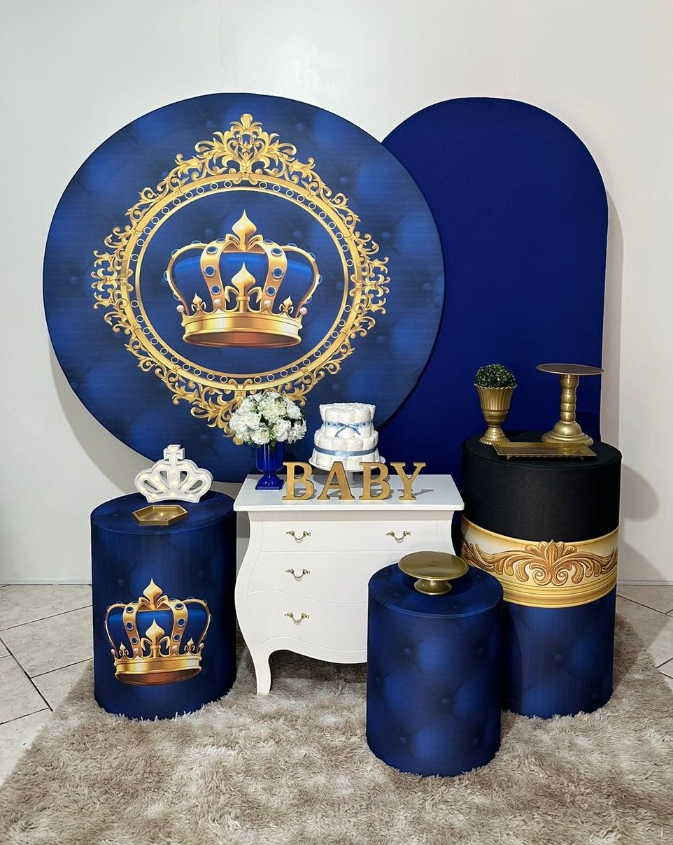 Kit 3 Chá de Bebe Menino Coroa Azul  - Michi Pegue e Monte