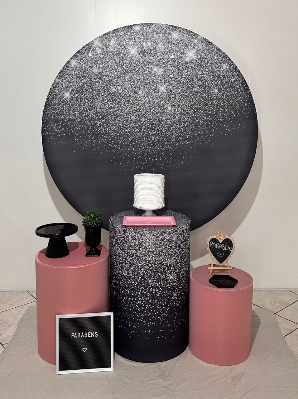 Kit 1 Preto Com Gliter E Rose - Michi Pegue e Monte