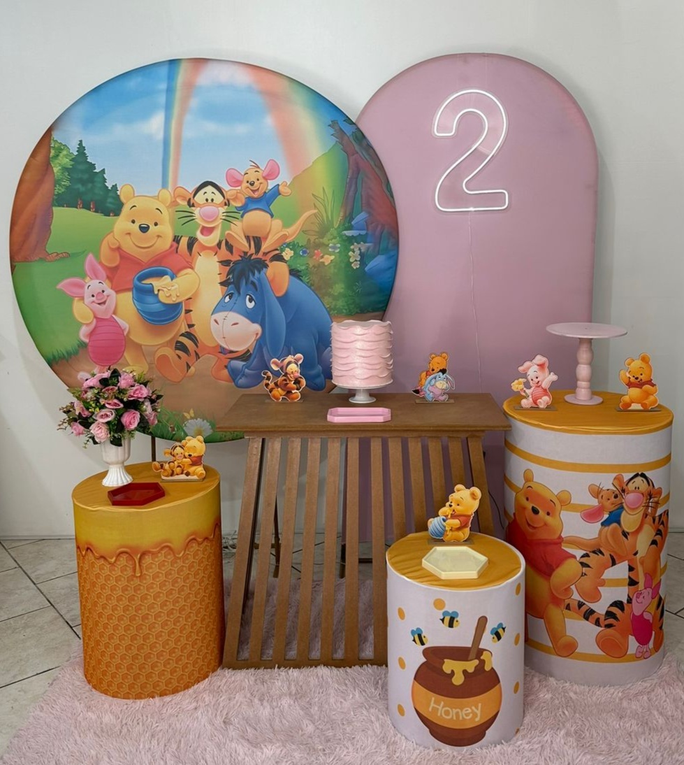 Kit 4 Ursinho Pooh Menina Mesa Ripada - Michi Pegue e Monte