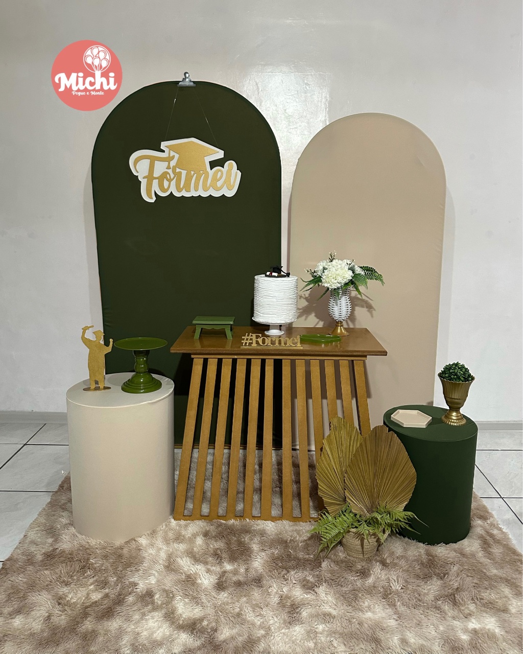 Kit Painéis Romano Formatura Verde E Nude Mesa Ripada - Michi Pegue e Monte