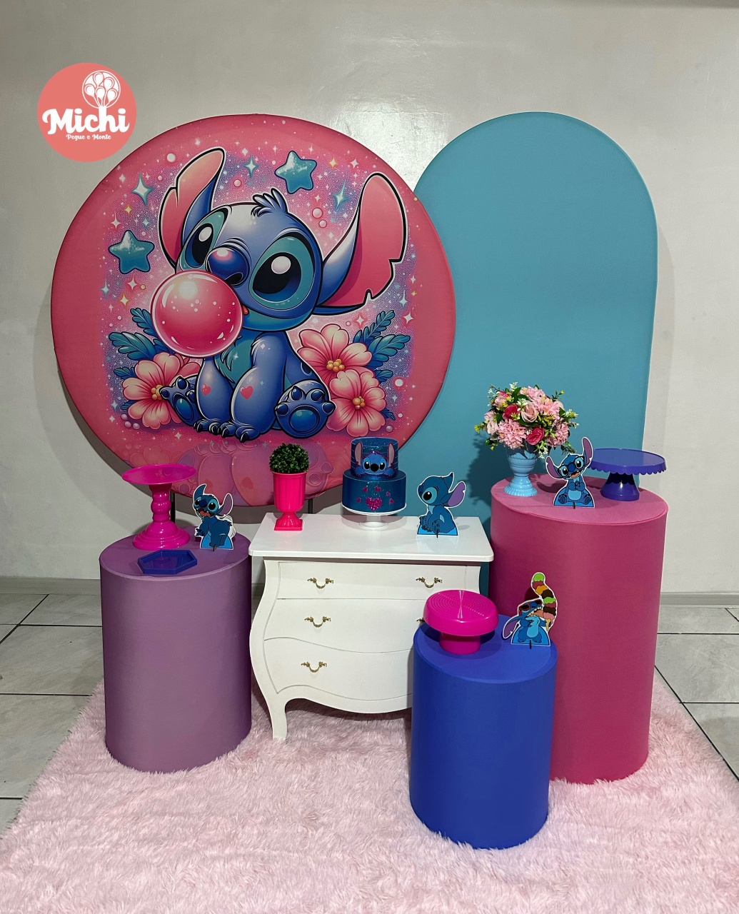 Kit 3 Stitch Rosa  - Michi Pegue e Monte