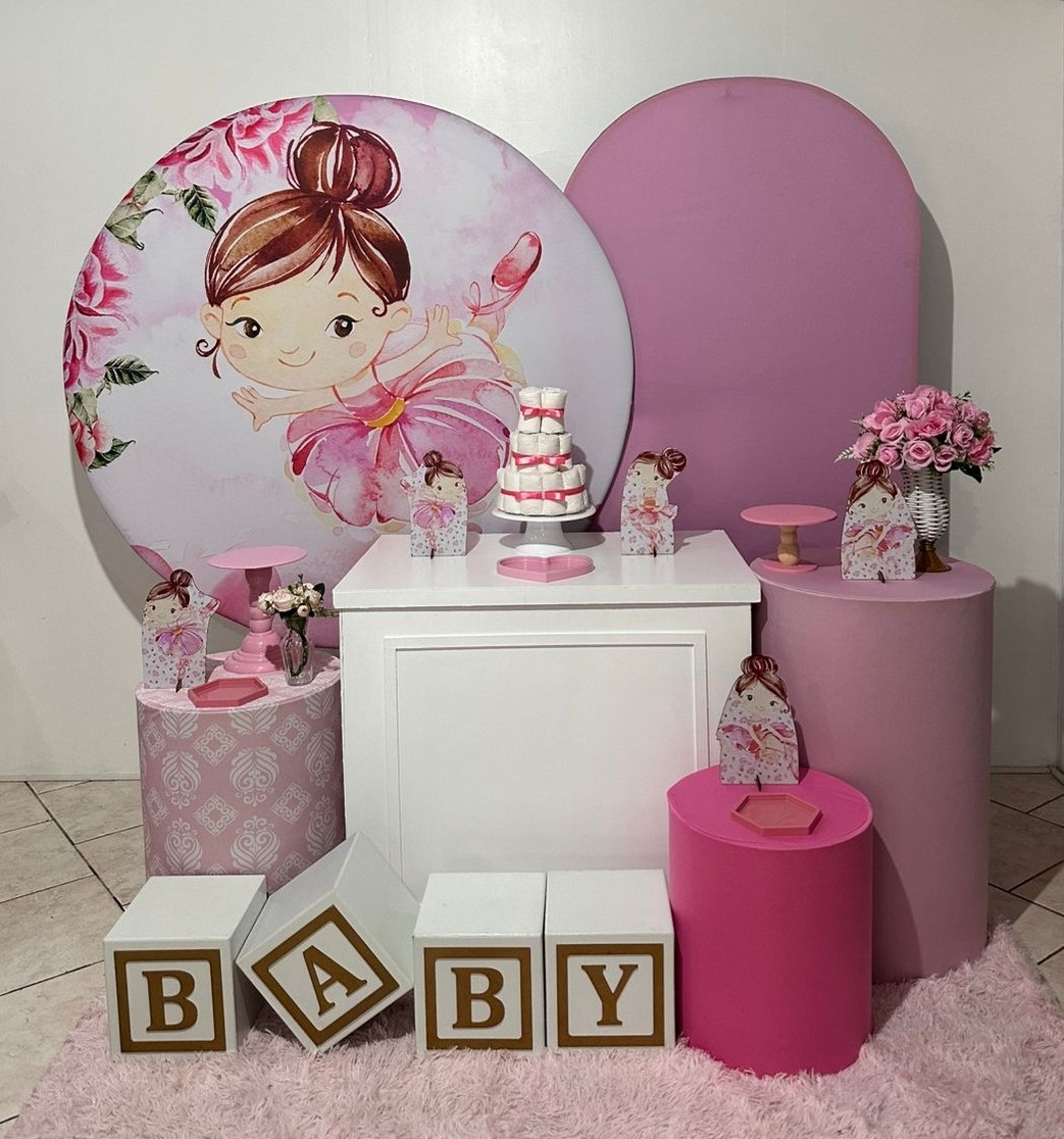 Kit 4 Bailarina Chá de Bebe Menina  - Michi Pegue e Monte