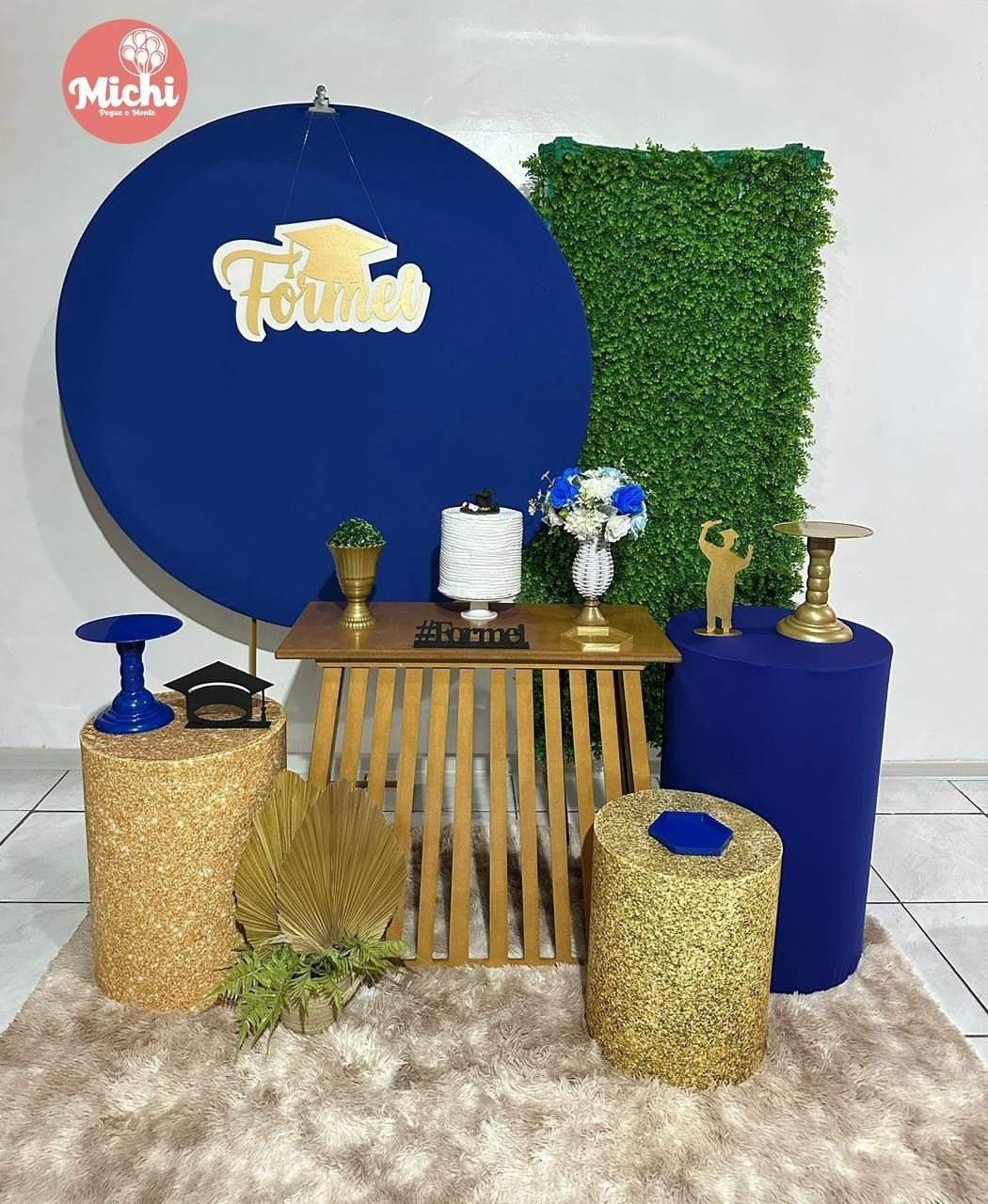 Kit 4 Formei Azul Com Muro Verde - Michi Pegue e Monte