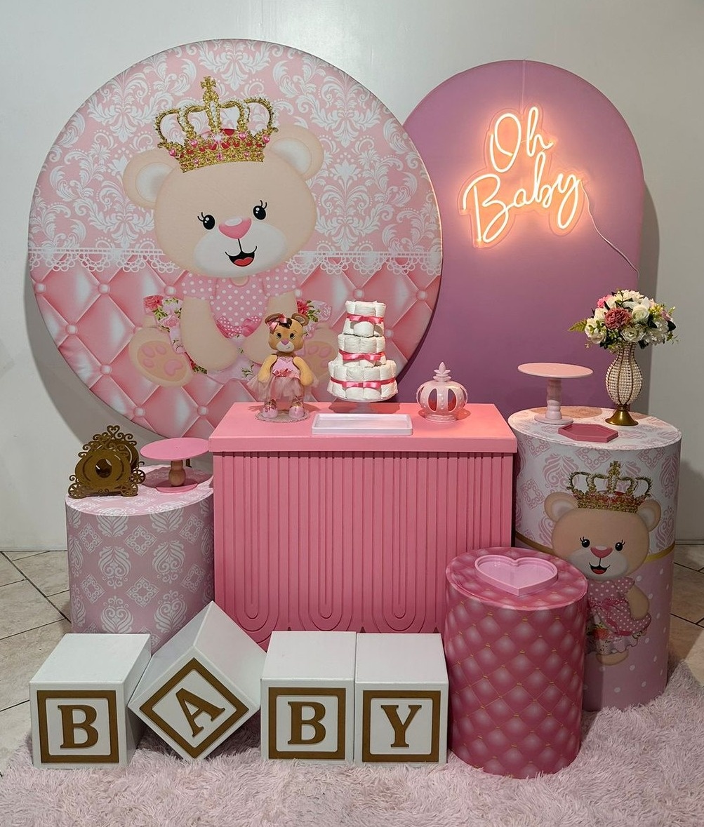 Kit Ursinha Princesa Capas Estampadas Com Cubos Baby - Michi Pegue e Monte