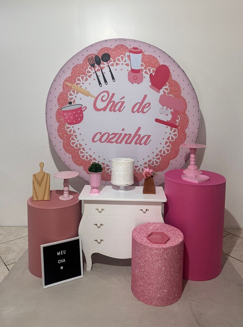 Kit 2 Chá de Cozinha Rosa  - Michi Pegue e Monte