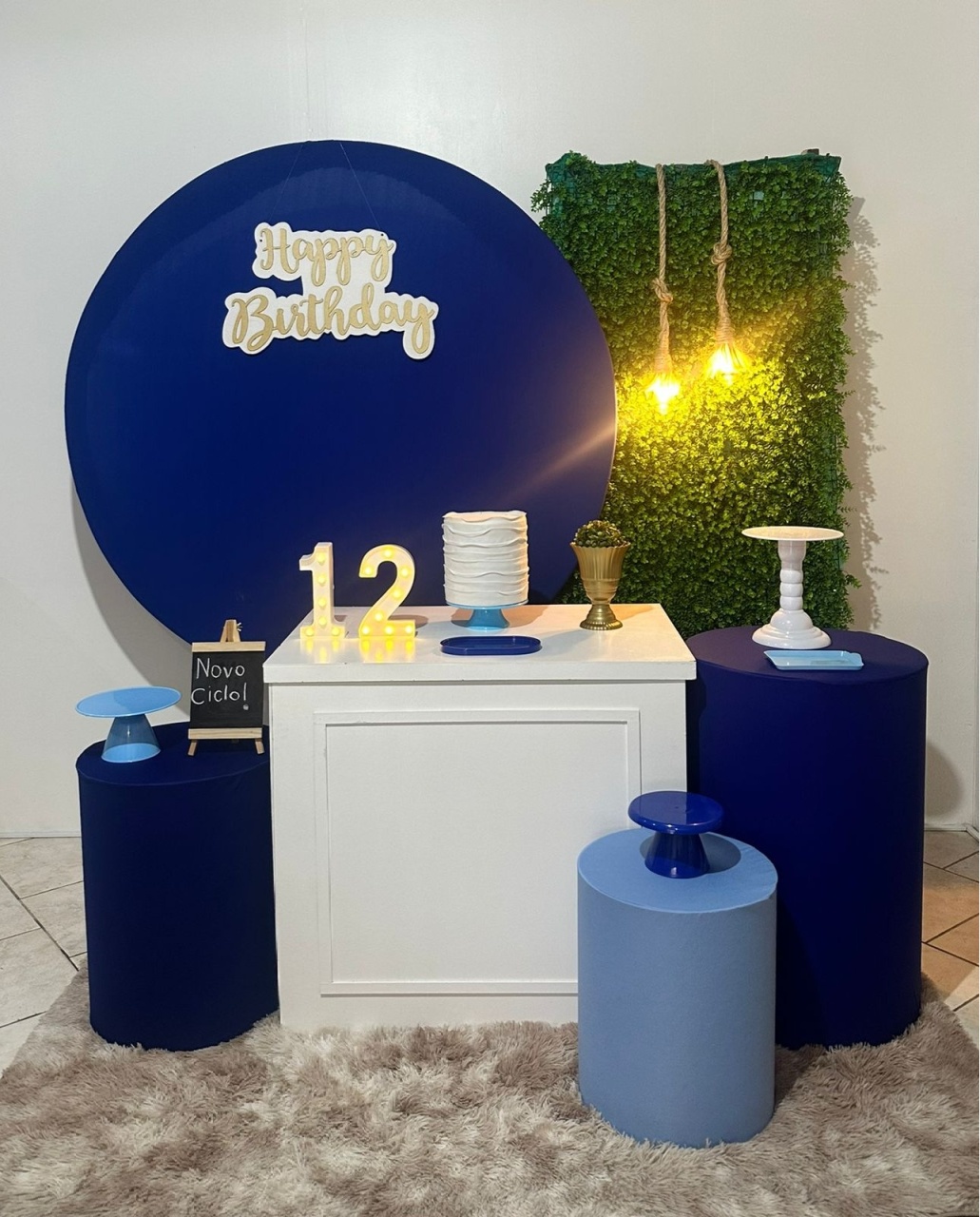 Kit 4 Azul Com Luz E Muro Verde - Michi Pegue e Monte
