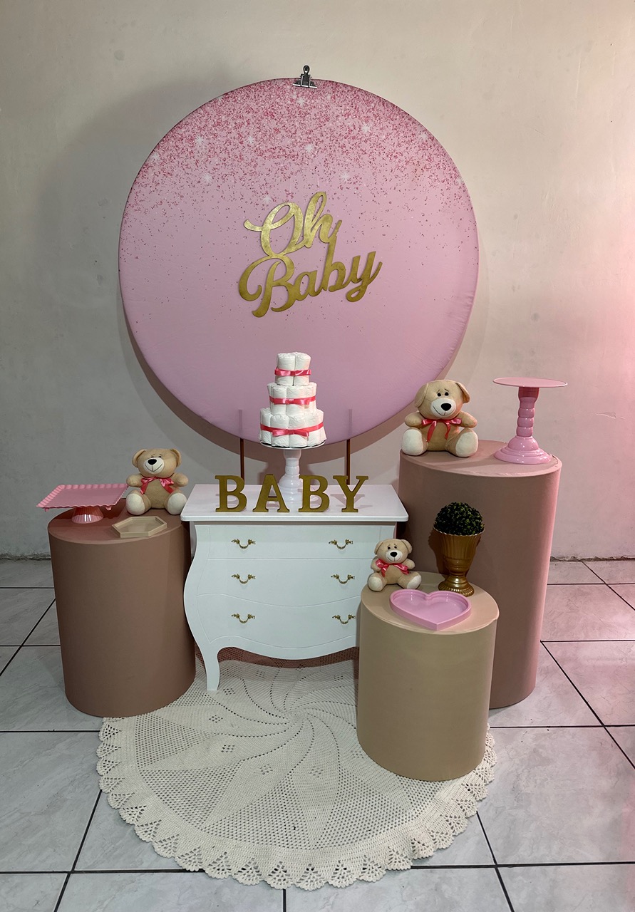 Kit 2 Chá Bebê Oh Baby Rosa  - Michi Pegue e Monte