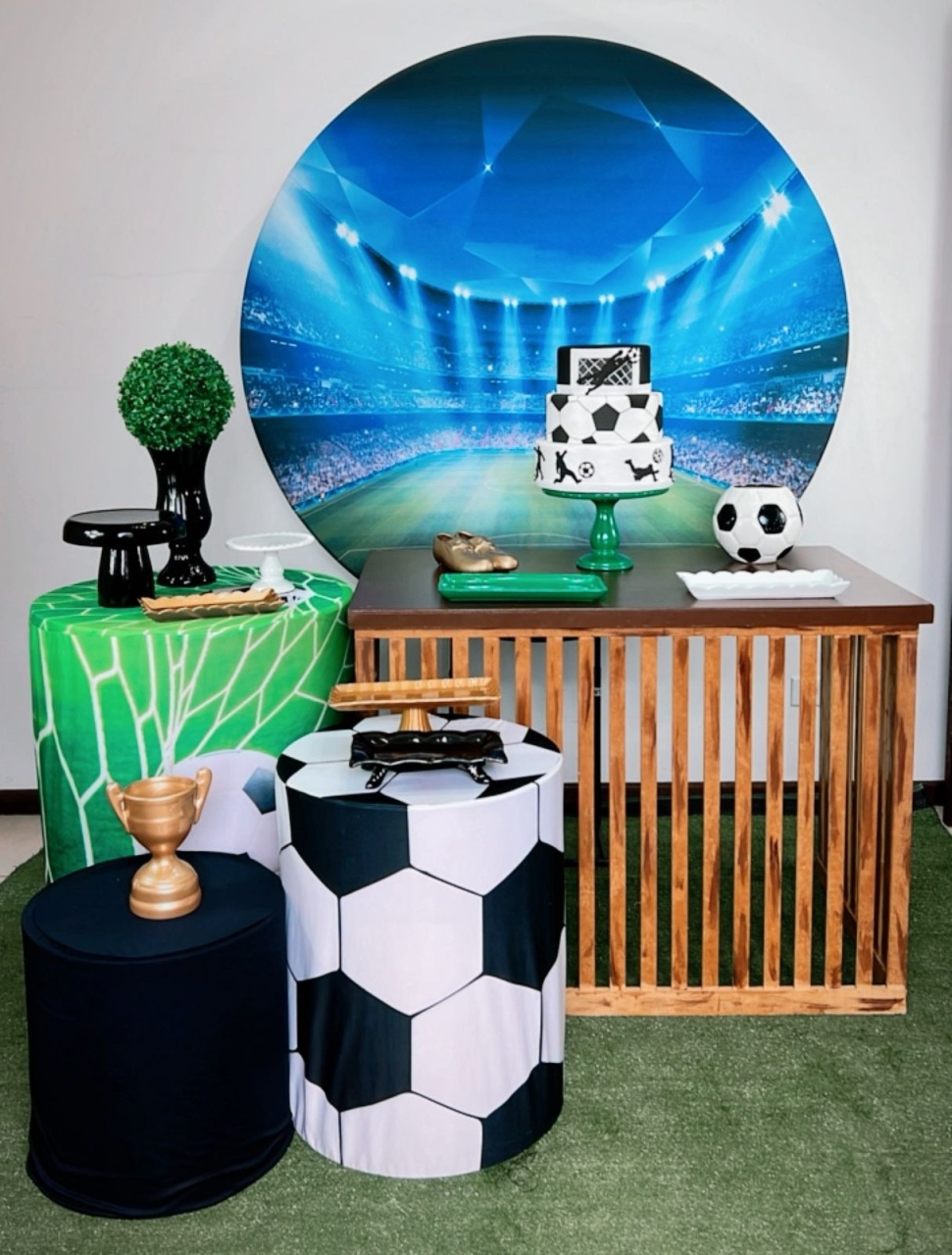 Futebol Campo Composição Mesa Rustica 2 - TudFestas