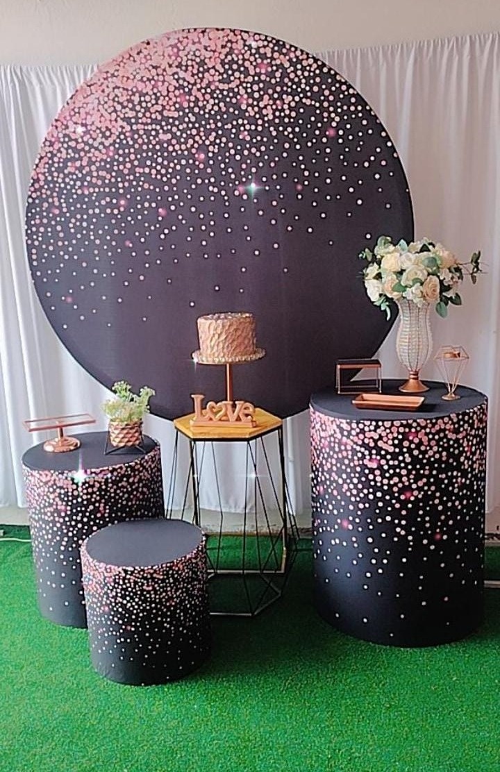 Kit Prata Gliter Rosa Com Preto - Modelo 2 - TudFestas