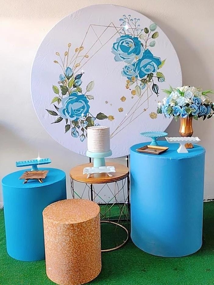 Kit Prata Floral Azul Claro - TudFestas