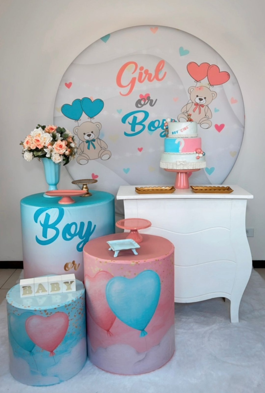 Kit Prata Chá Revelação - Azul E Rosa - Modelo 2. - TudFestas